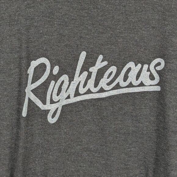Righteous Shirt Large Gray Tri-Blend Graphic Tee American Apparel Soft Casual - Picture 2 of 5